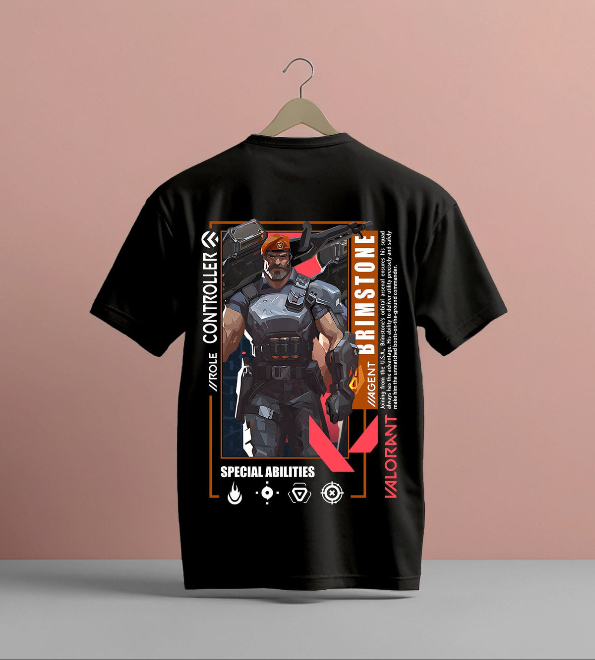 Valorant Brimstone Commander Graphic T-Shirt – Unisex Cotton Tee