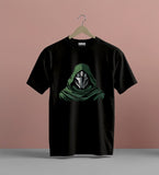 Dark Hooded Warrior Graphic T-Shirt | Premium Streetwear | Men’s Black Tee